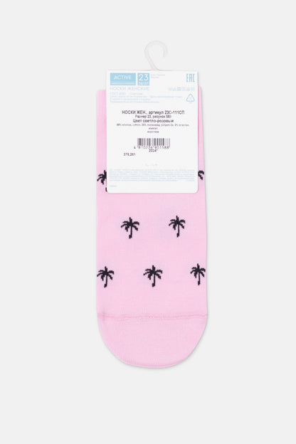 Conte Active 589 cotton ankle socks with palm tree pattern, additional detail (2)