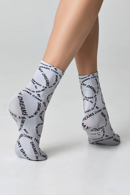 Conte Fantasy dense socks with knitted My dreams design, additional detail