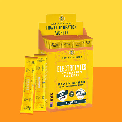 Key Nutrients Electrolyte Recovery Plus powder in Peach Mango, single-serve packet packaging