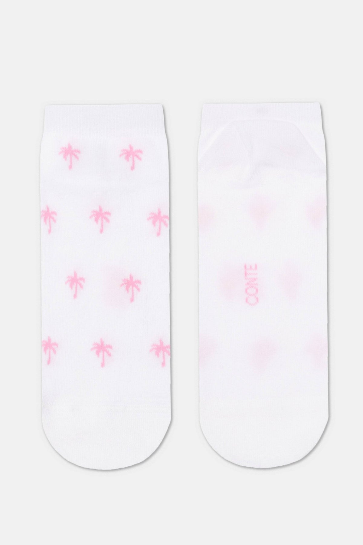 Conte Active 589 cotton ankle socks with palm tree pattern, styled photo (3)