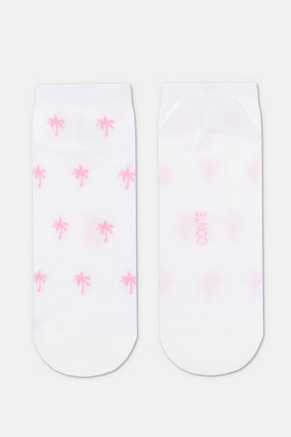Conte Active 589 cotton ankle socks with palm tree pattern, styled photo (3)