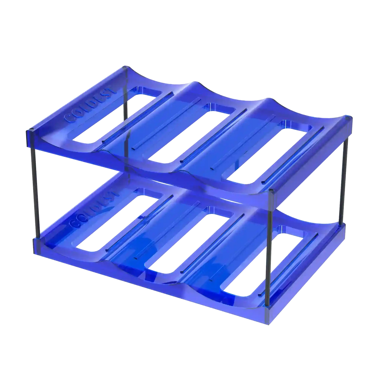 Blue plastic rack on a white background