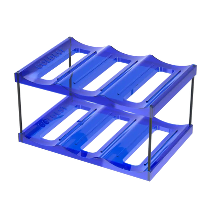 Blue plastic rack on a white background