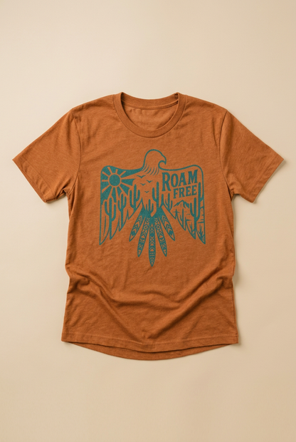 Fitkitty Culture Roam Free tee, flat lay