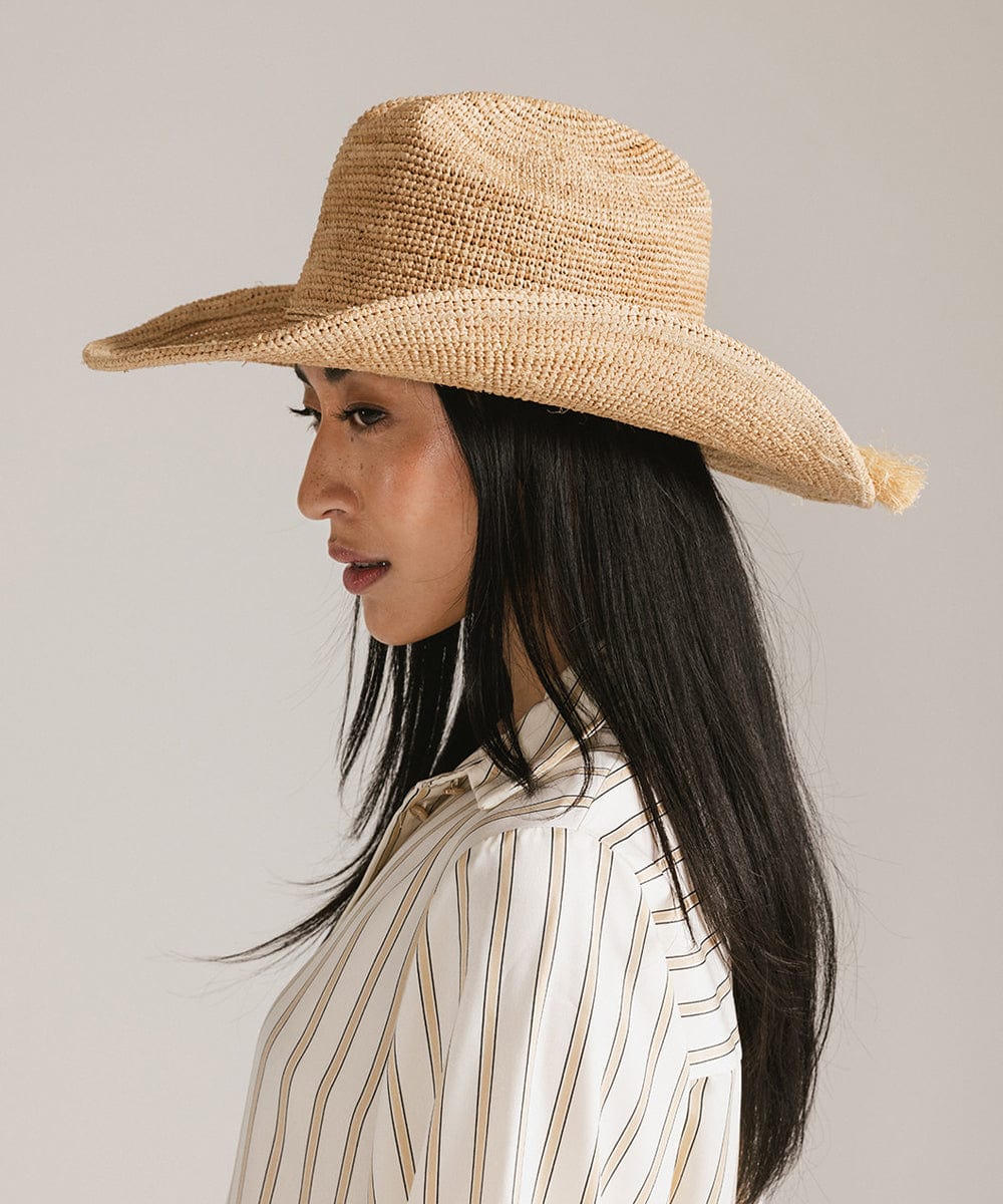 Ames Packable Straw Cowboy Hat, styled photo