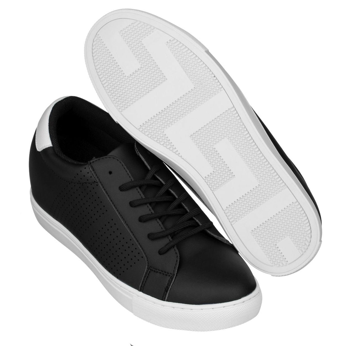 CALTO H0831 low-top elevator sneaker in black, product photo, alternate angle