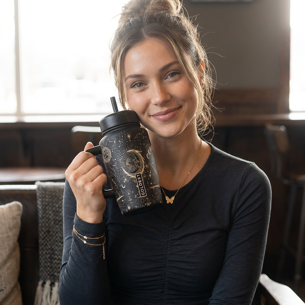 COLDEST 15oz Limitless Ultra v8 water bottle, styled photo