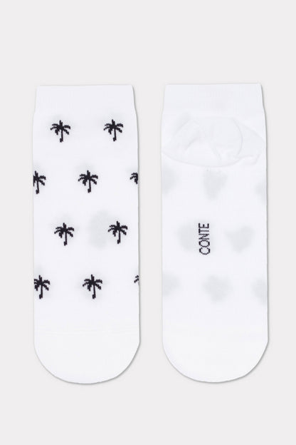 Conte Active 589 cotton ankle socks with palm tree pattern, product photo (6)