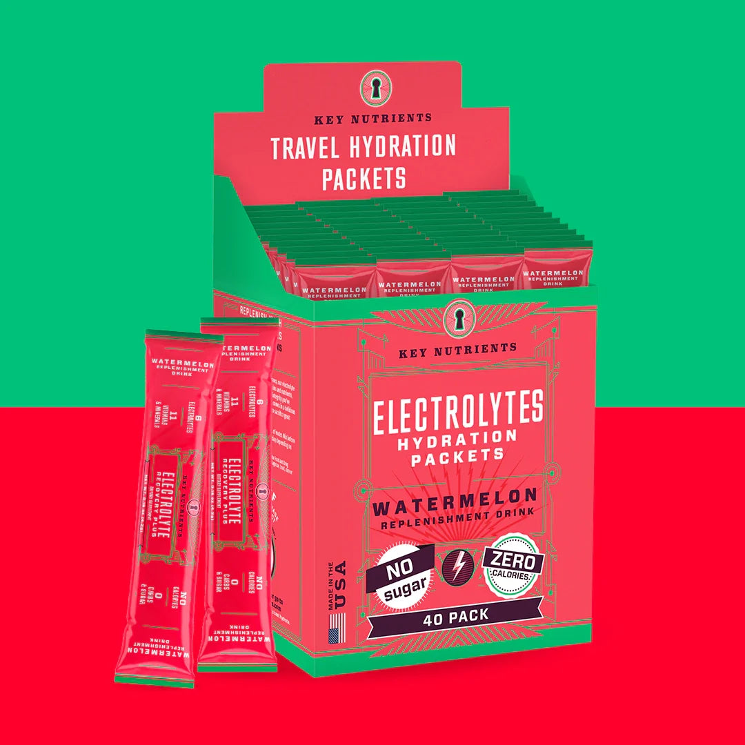 Key Nutrients Electrolyte Recovery Plus powder in Watermelon, single-serve packet packaging
