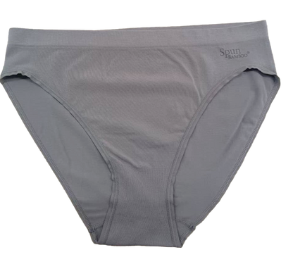Women's Bamboo & Cotton High-Leg Brief in gray, with Spun Bamboo waistband label, on a white background