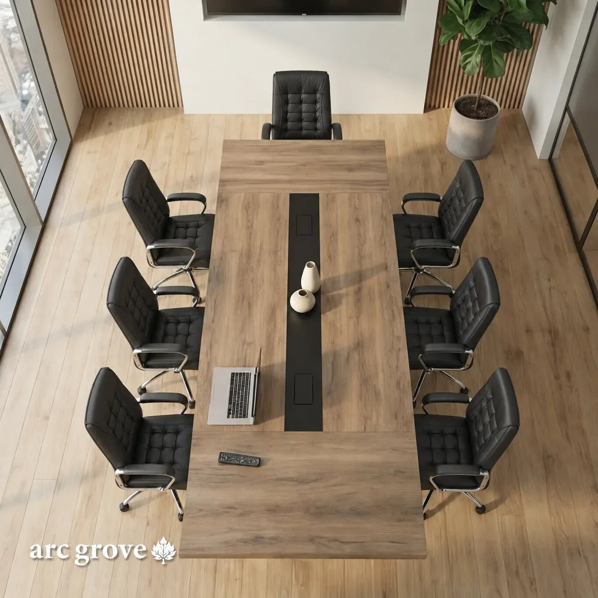 Arc Grove Wright conference room table in Mahogany, alternate view