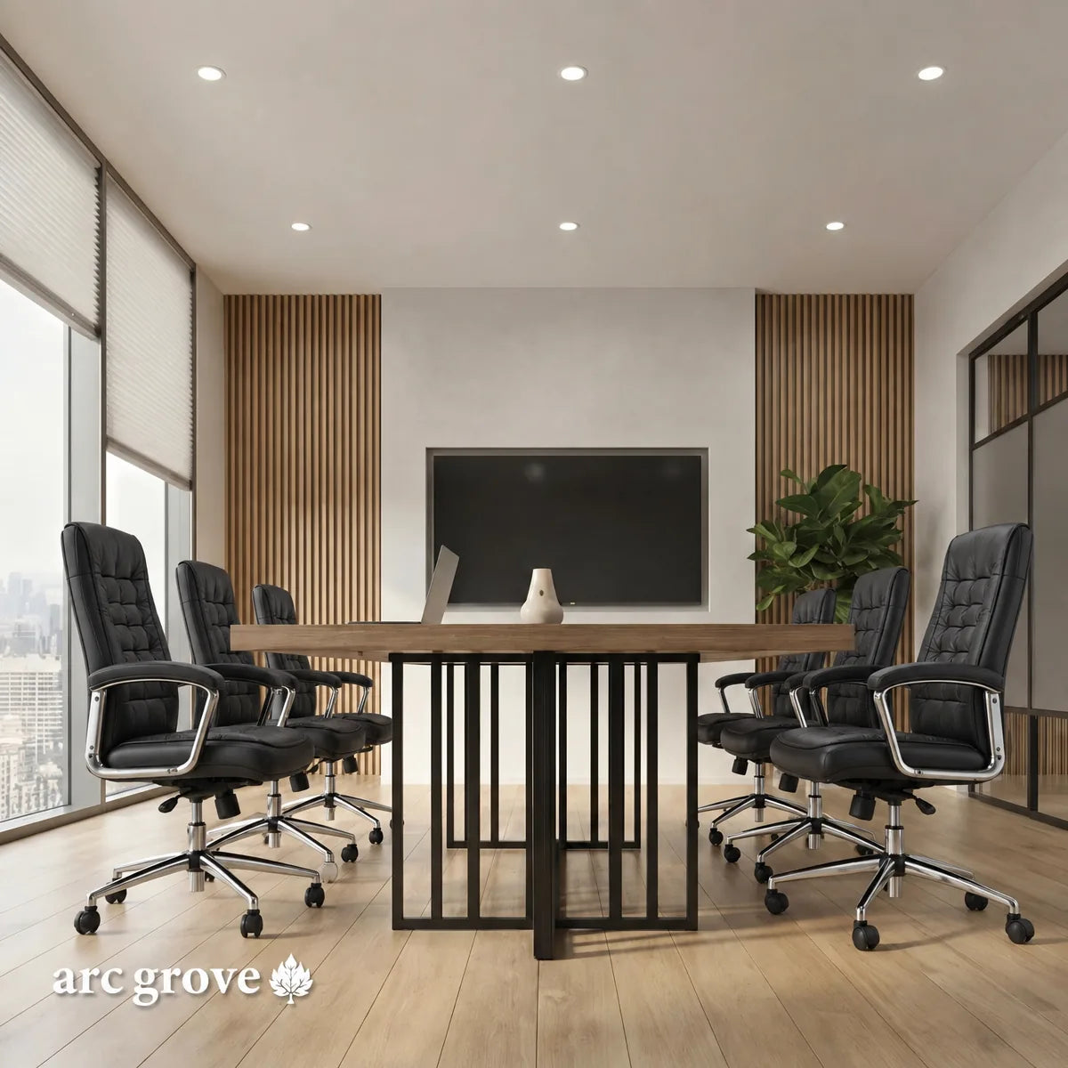 Arc Grove Wright conference room table in Mahogany, alternate view (2)
