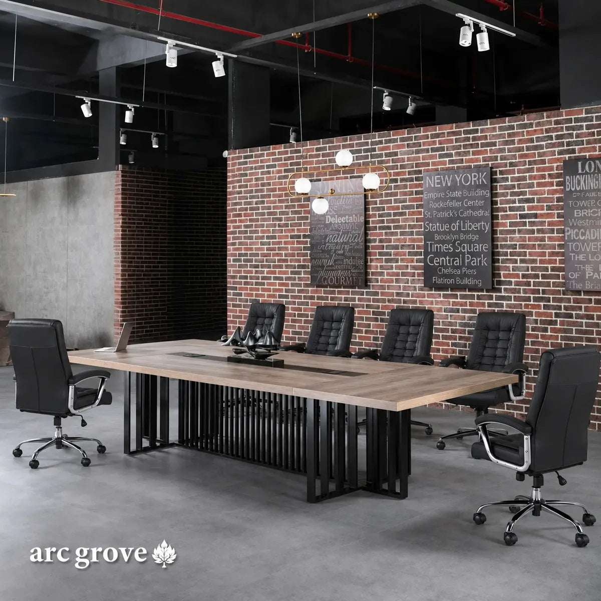 Arc Grove Wright conference room table in Mahogany, alternate view (6)