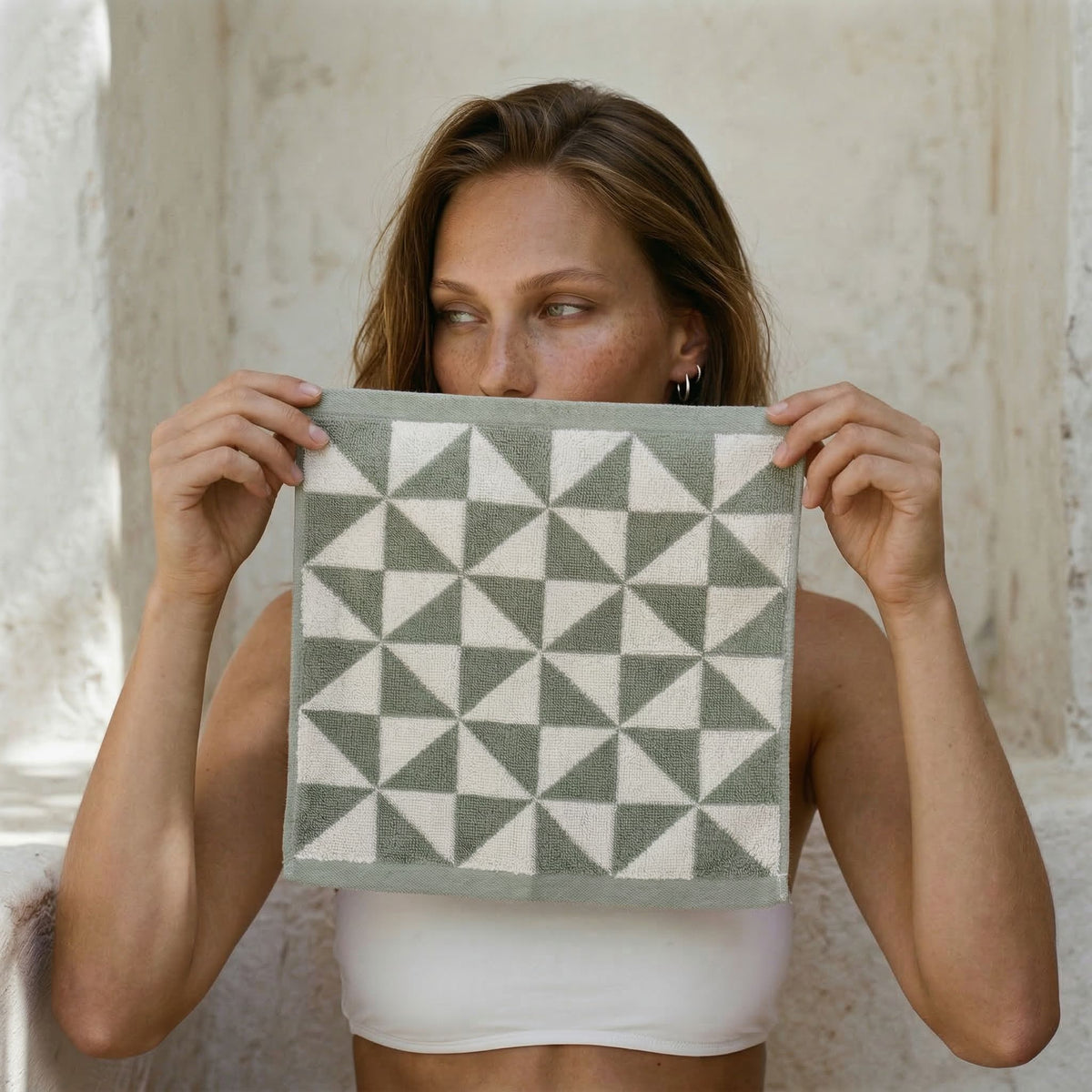Italic Umbra Triangle-Print Australian Cotton Bath Towels